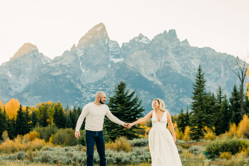 Idaho falls winter engagements smiling laughing greenbelt