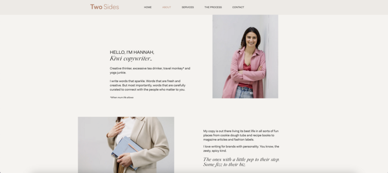 Two Sides Copywriting website design