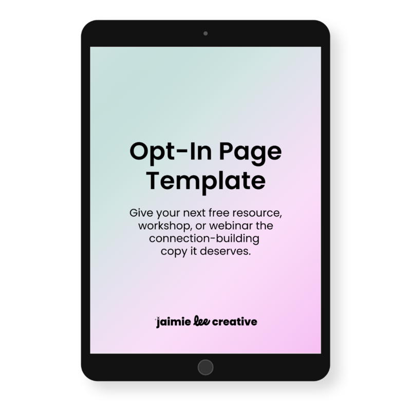 opt-in page copy template jaimie lee creative product image