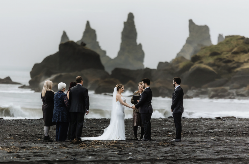 wedding ceremony on the black sand beach Iceland