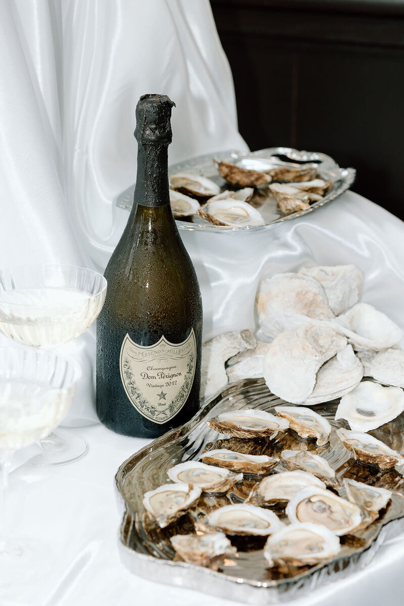 Champagane and oysters at Bacchus in Milwaukee, WI.