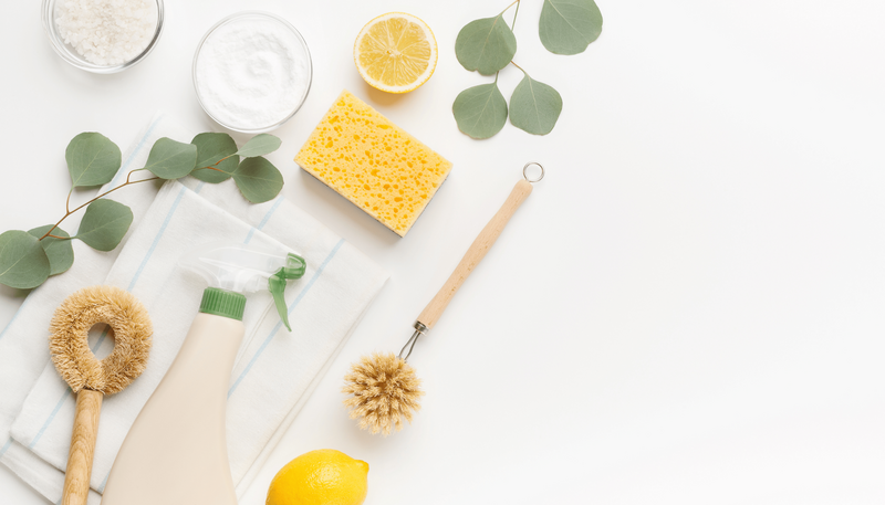 Eco cleaning tools and biodegradable products made from natural ingredients used by Edmonton eco-friendly cleaning company