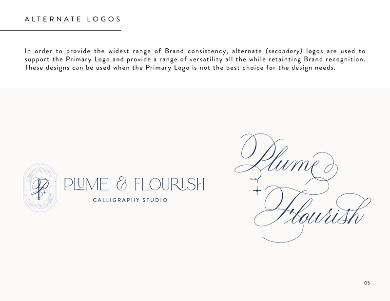 Plume & Flourish Brand Identity Style Guide_Alternate Logos