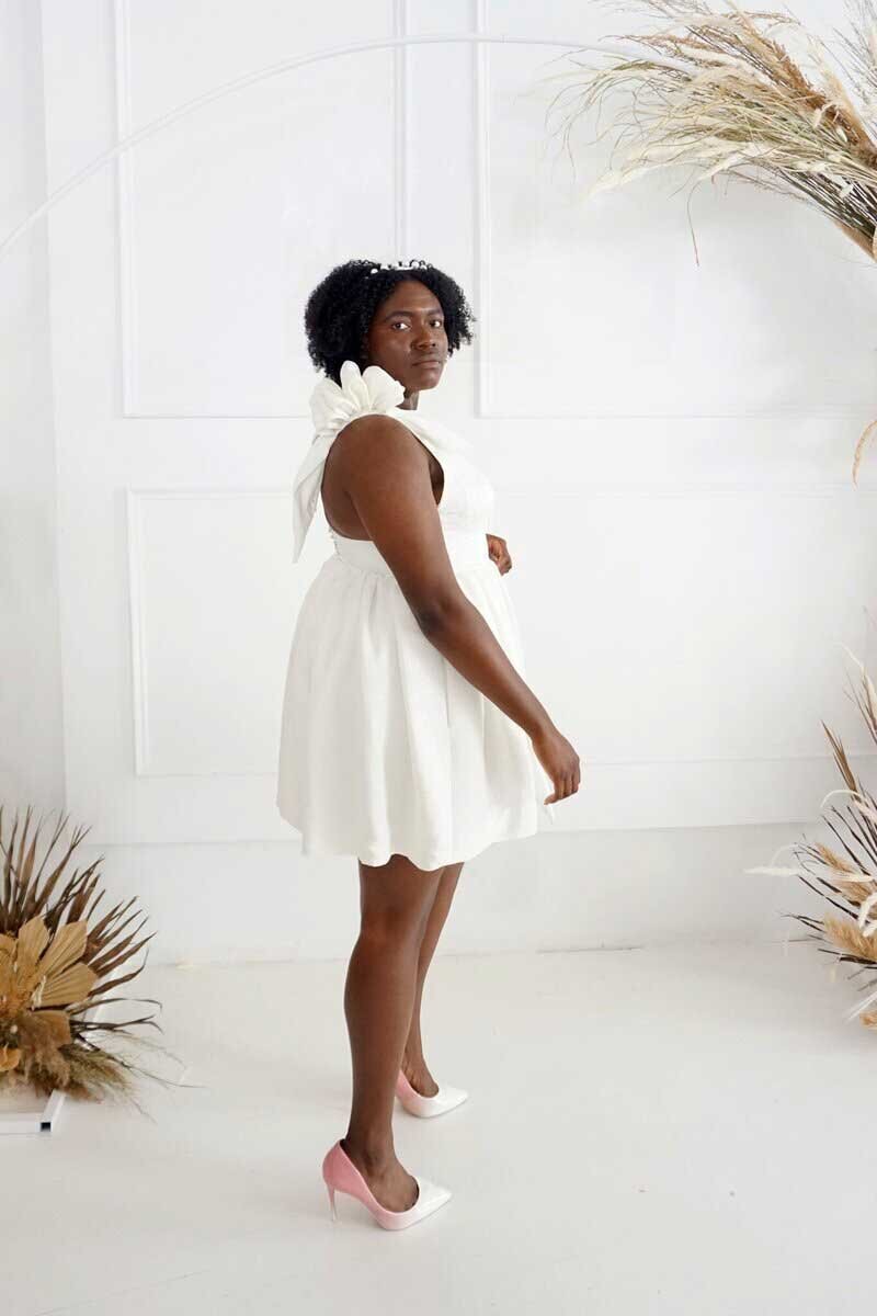 statement bow short wedding dress - edith elan wedding dress designer