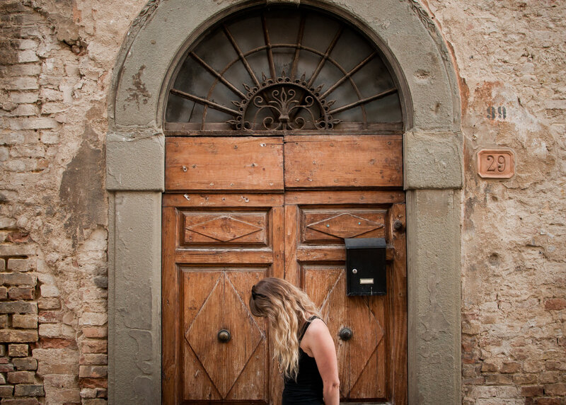 Lianna in front of Italian Door