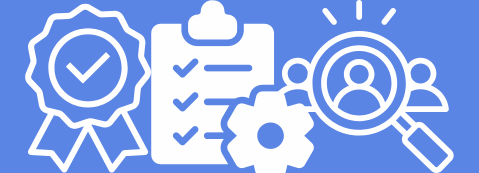 Image of an award, paper with a pen, and a magnifying glass finding a specific person, symbolizing Erud AI's excellence in setting new benchmarks for AI data standards, quality, and workforce precision.