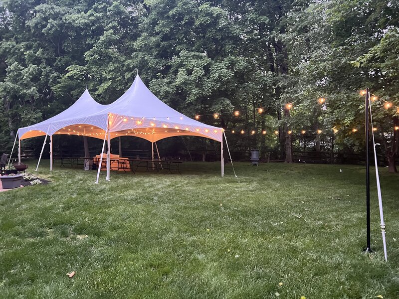 20x40 with bistro lighting and self standing light kit in Centerville Ohio