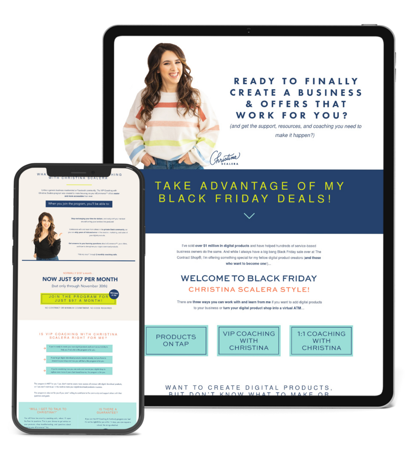 Showit Sales Page  Design mockup for Christina Scalera by Christy Jo Lightfoot.