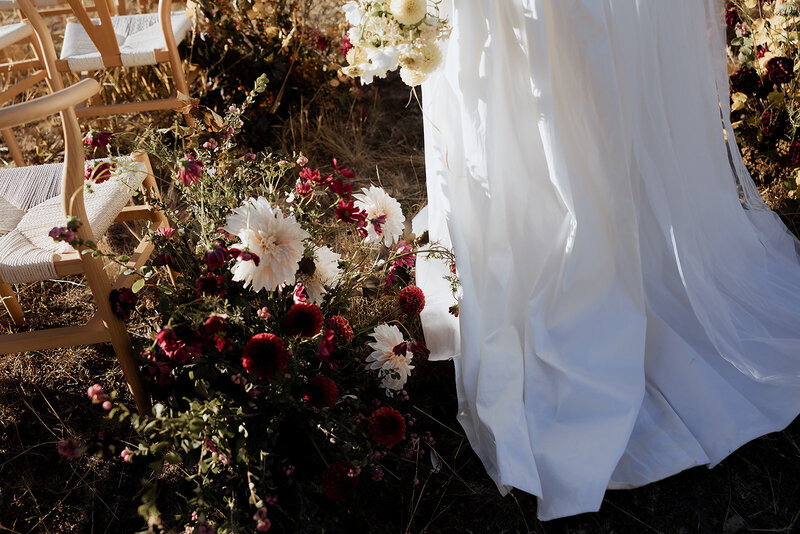 Bride dress and floral.