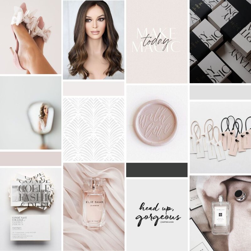 Neutral collage of photos for Luxury brand design for high-end beauty salon