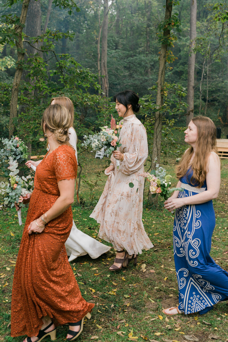 A bride and her bridesmaids, dressing fairytale-like in Ohio