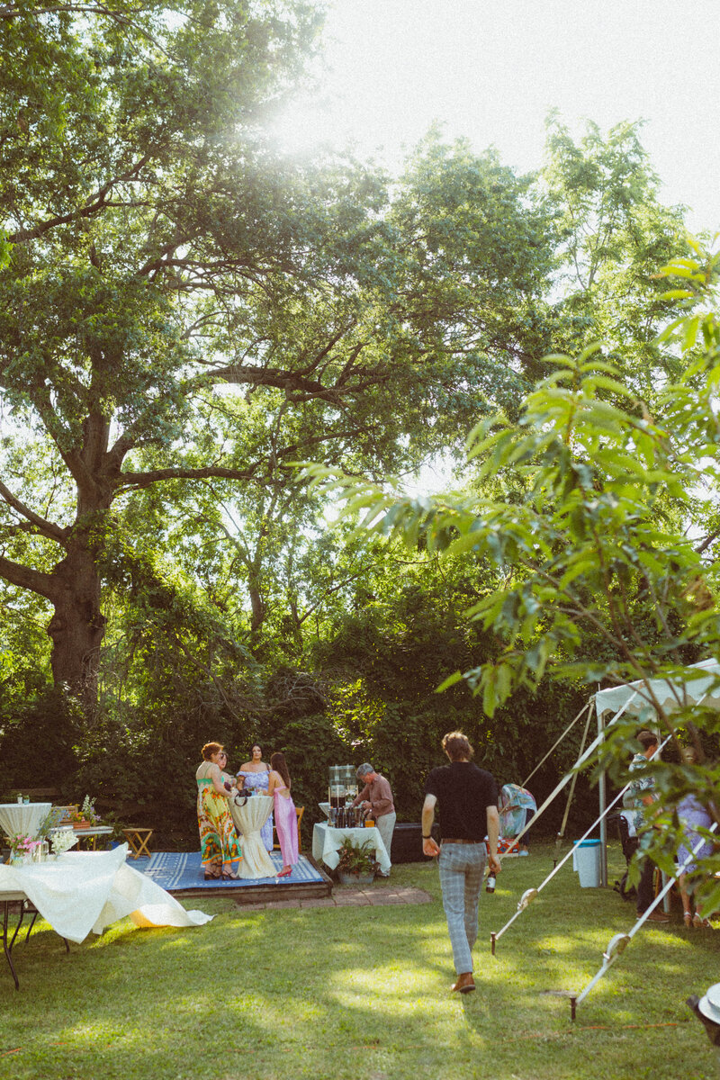 reception area of backyard wedding in columbia mo