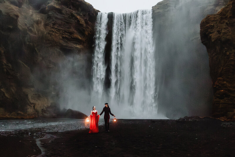 Dirty wedding dress of a bride who eloped in Iceland