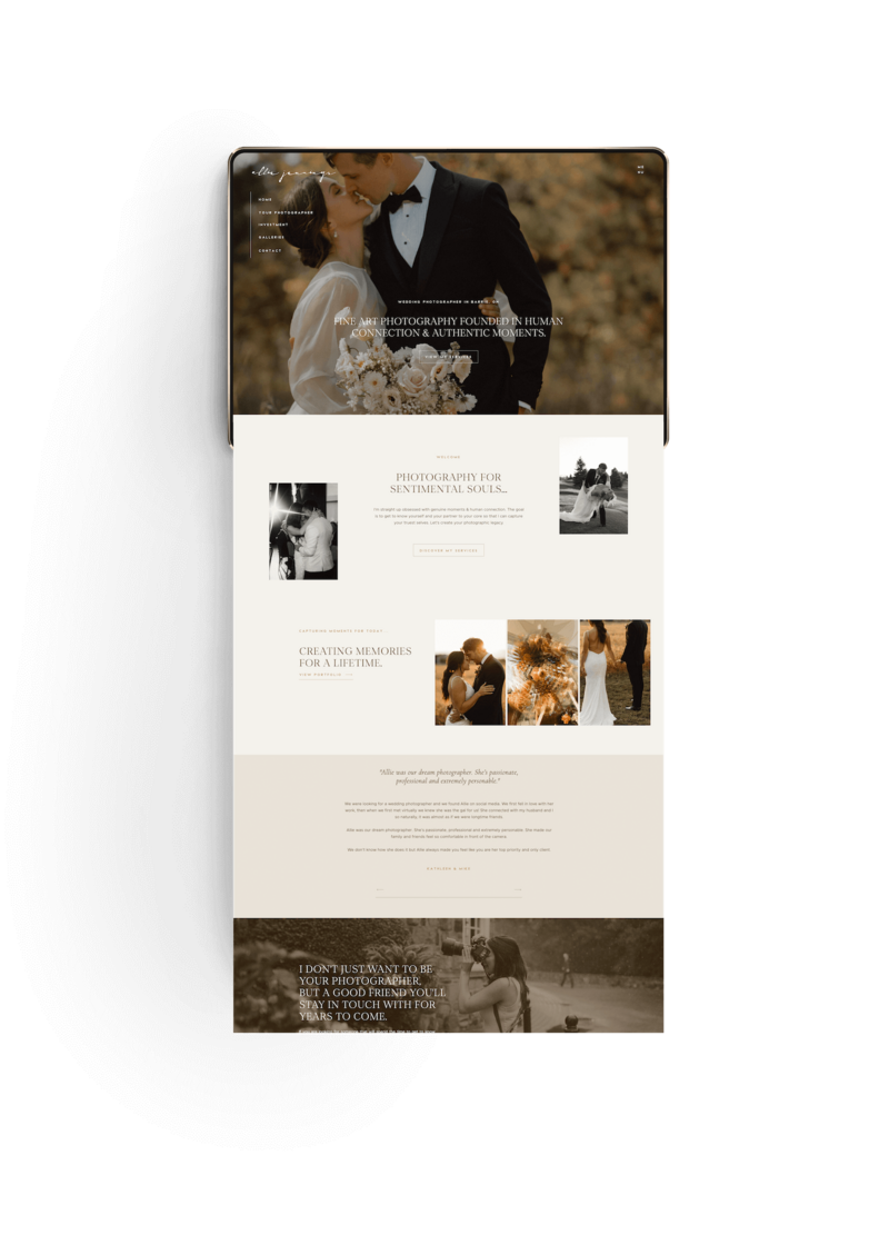 Showit website Allie Jennings Photography