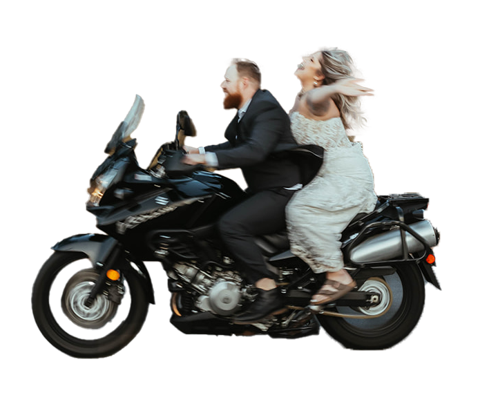 man and woman riding a motorcycle PNG