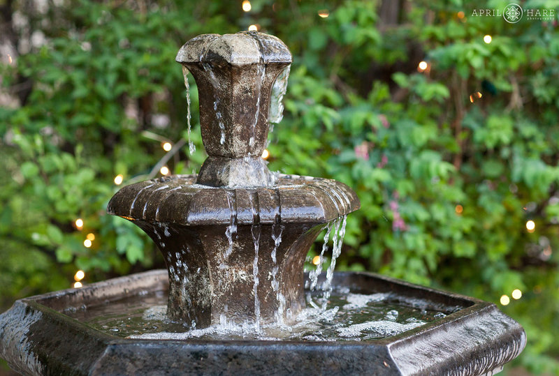 Water fountain in the garden at Tapestry House
