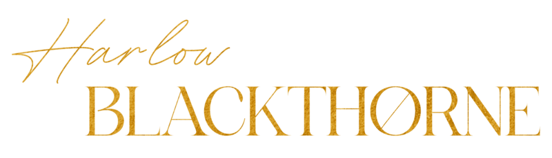 Gold logo for indie romance author Harlow Blackthorne