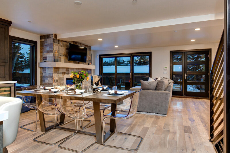 Cozy dining and living room of Park Ave Nest project by Utah interior designer Chalet + Co.