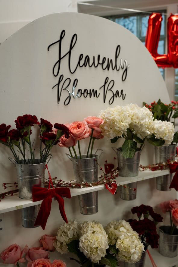 Pittsburgh wedding florist flower bar with bins of separate flower stems