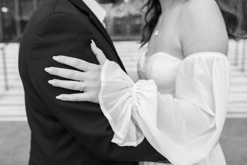 Black and white engagement photos in Detroit Michigan