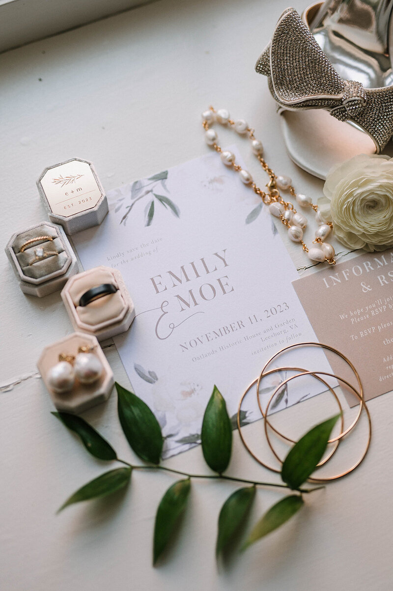 flat lay photo of Virginia wedding details