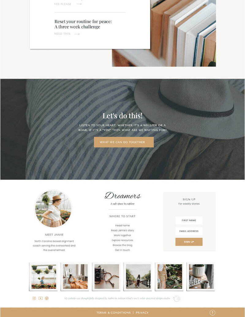 Colorful, feminine Showit  service page website template
