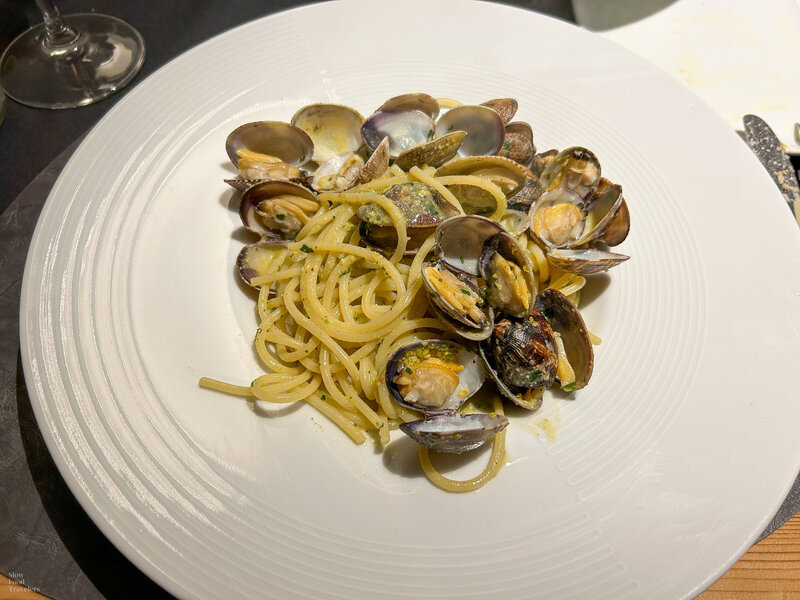Pasta with clams at Cibus13 in Genoa, Italy