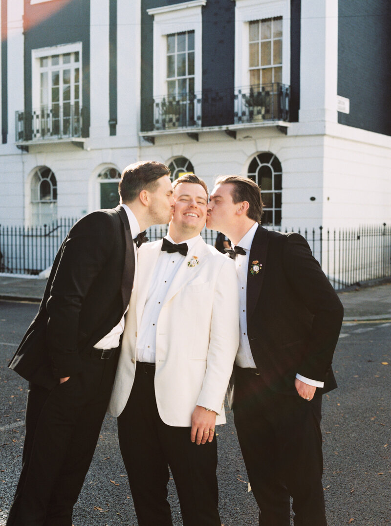 Groom and groomsmen captured on 35mm