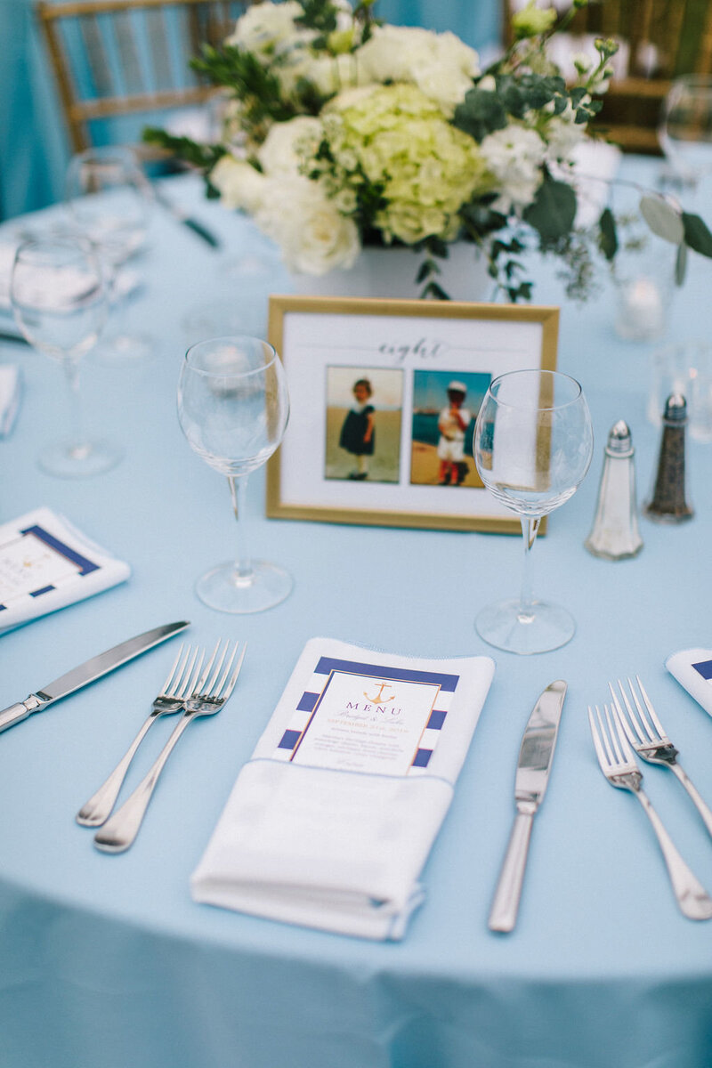 Blue Linen on Reception Table