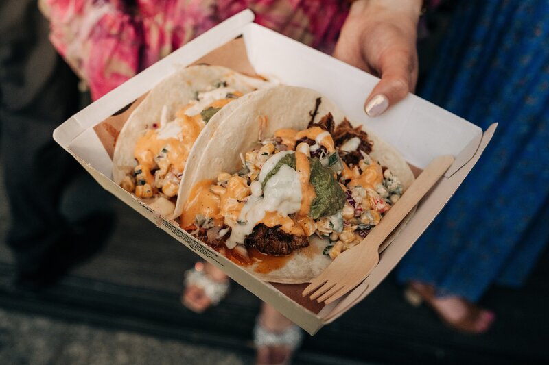 tacos made by wedding food truck bacon bros at mt vernon lodge akaroa wedding