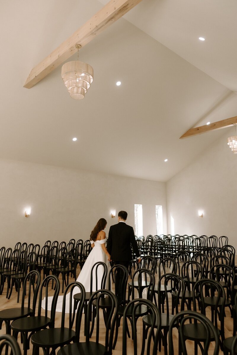 Boho Bride and Groom at Wedding Venue, The Monroe on 415th