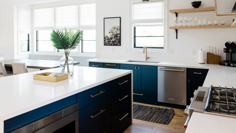 Modern custom home kitchen in Middleton, Idaho by Waite Homes