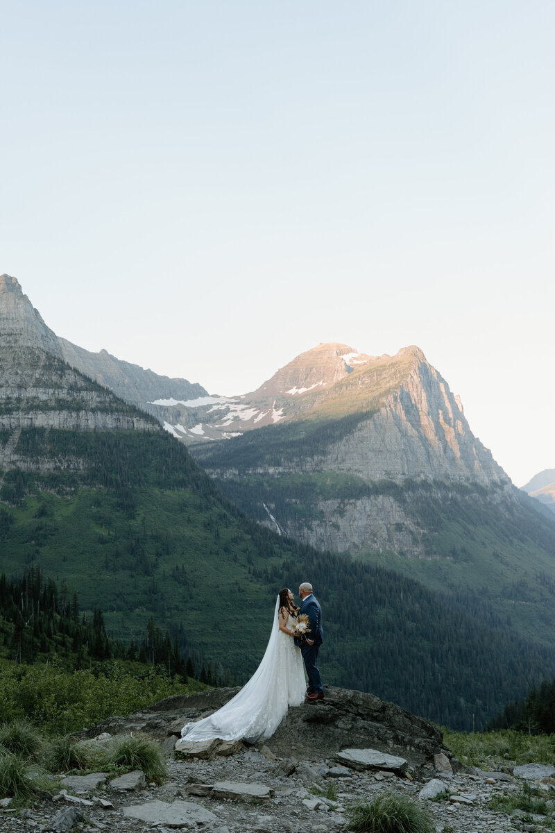 A couple elopeing in glacier national park montana