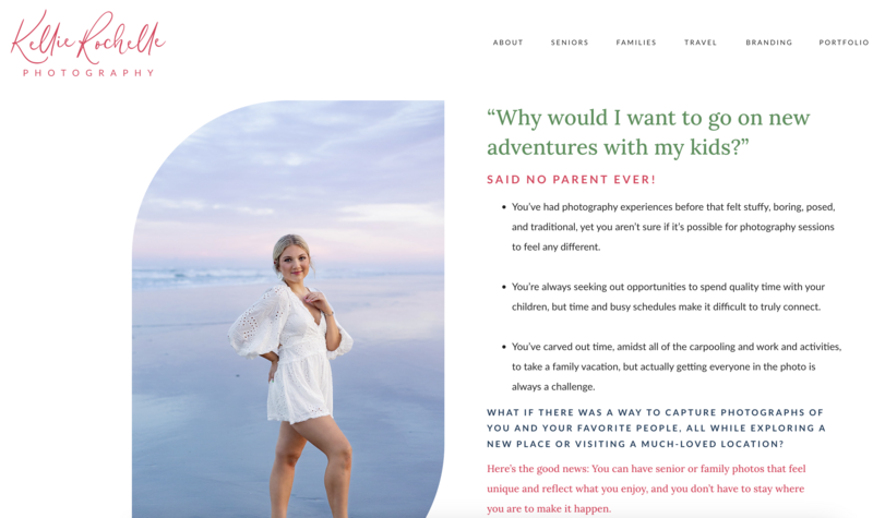 Screenshot of Kellie Rochelle's website