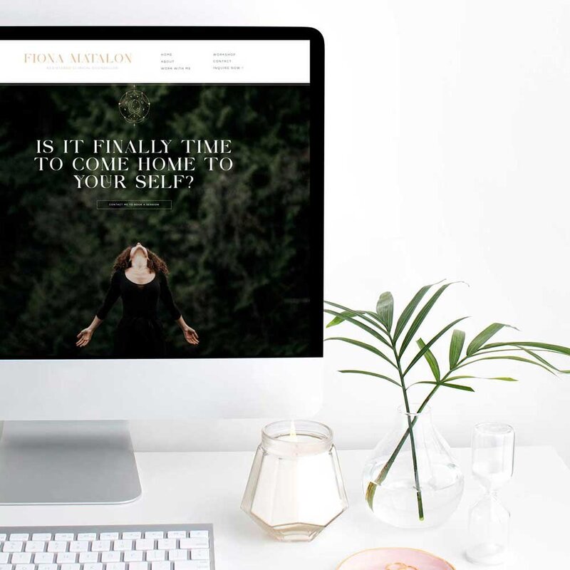 Explore Fiona's transformative somatic guidance and psychotherapy website on an iPad, meticulously crafted by a Showit Web Design specialist. Delve into the seamless blend of expertise and compassion that defines her online presence.