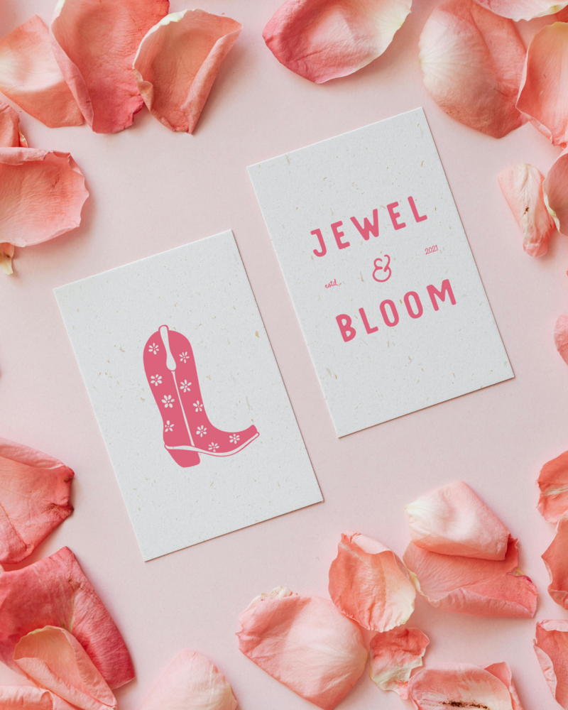 Bright, colorful, retro branding for a wedding florist based in central Texas.