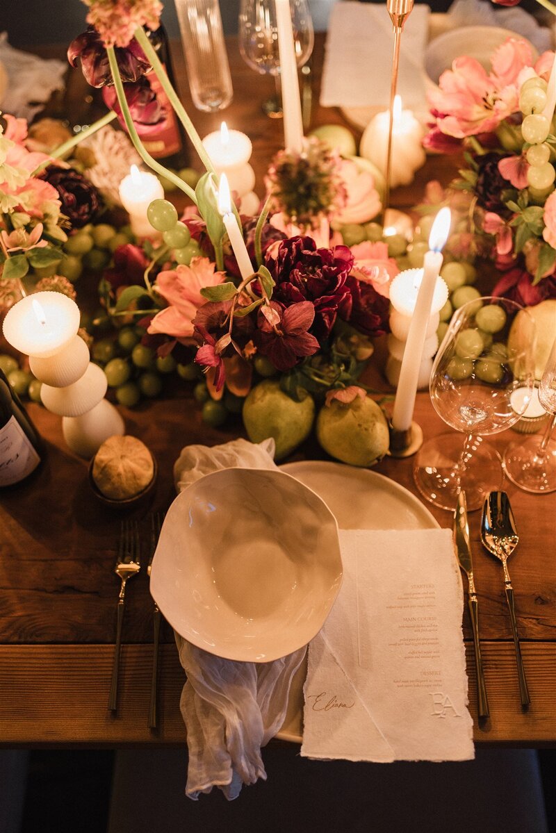 Styled shoot at Viaggio Wine Bar with baroque wedding inspiration