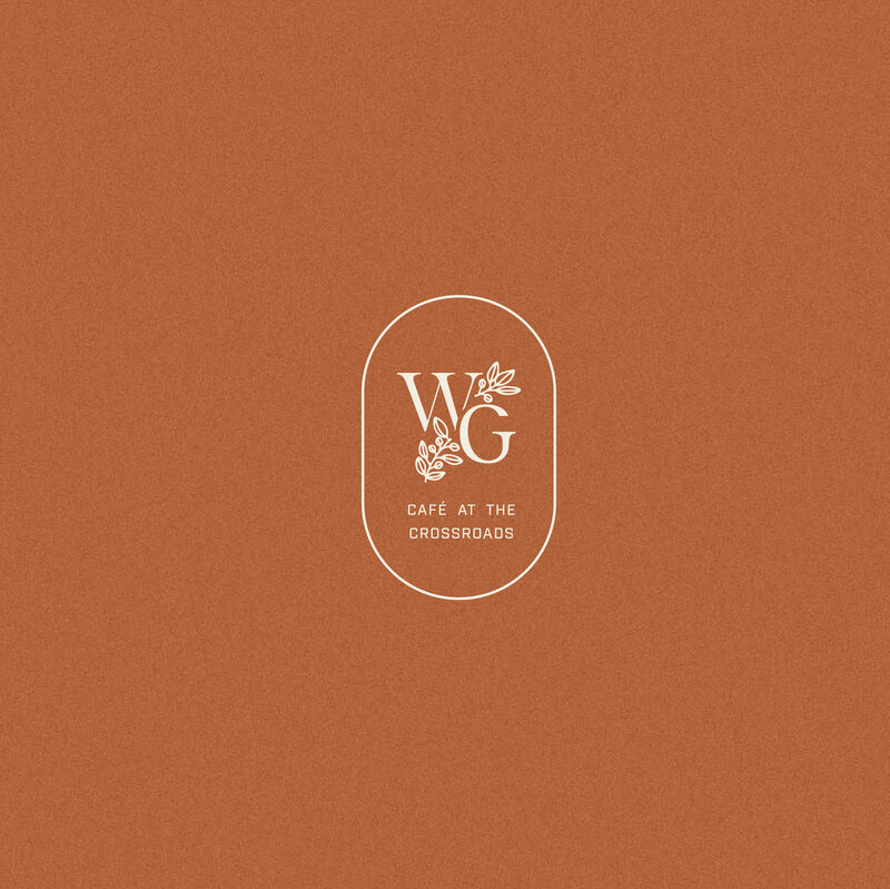 Logo design for coffee shop on rust colored background