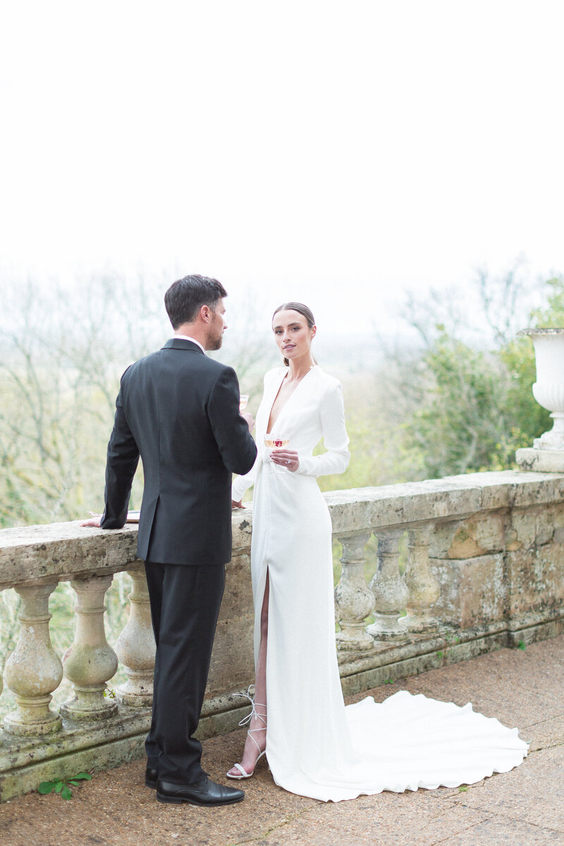 Wedding photography of a bride and her husband at Chateau de Marcellus