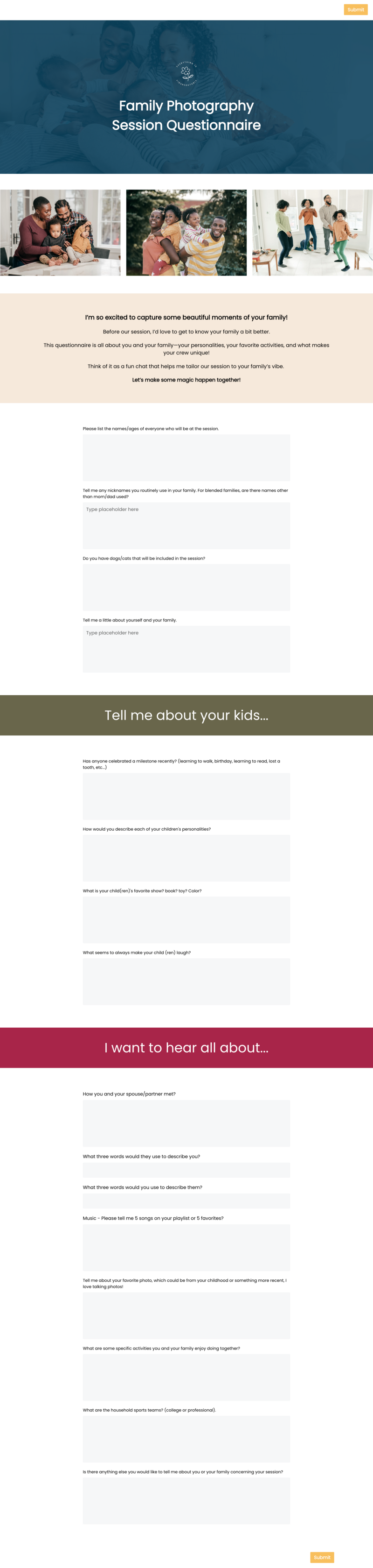 HoneyBook smart file prep guide for family photographer template