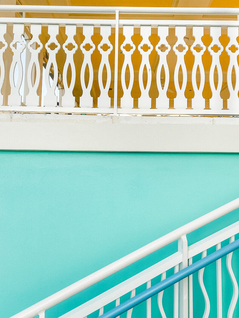 blue and yellow stairs