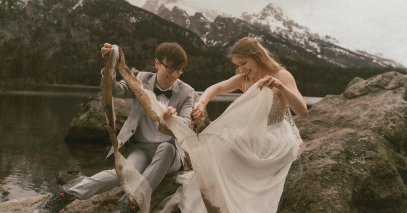 bride and groom at their pnw elopement