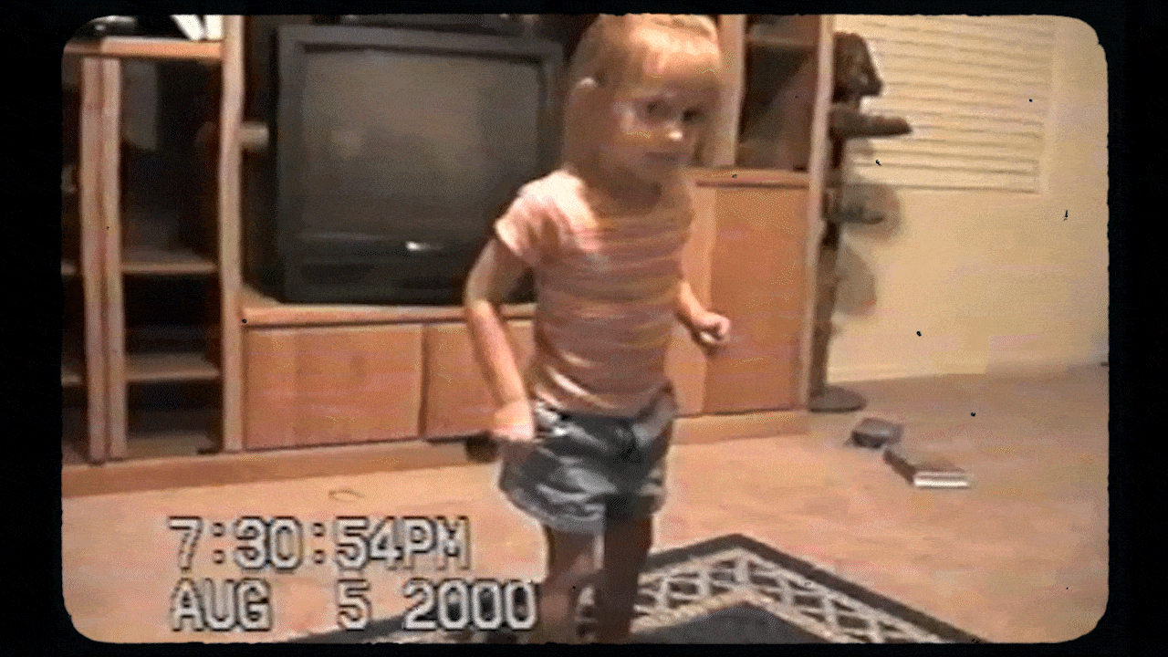 GIF of Aly as a Child Dancing Recorded on a Camcorder