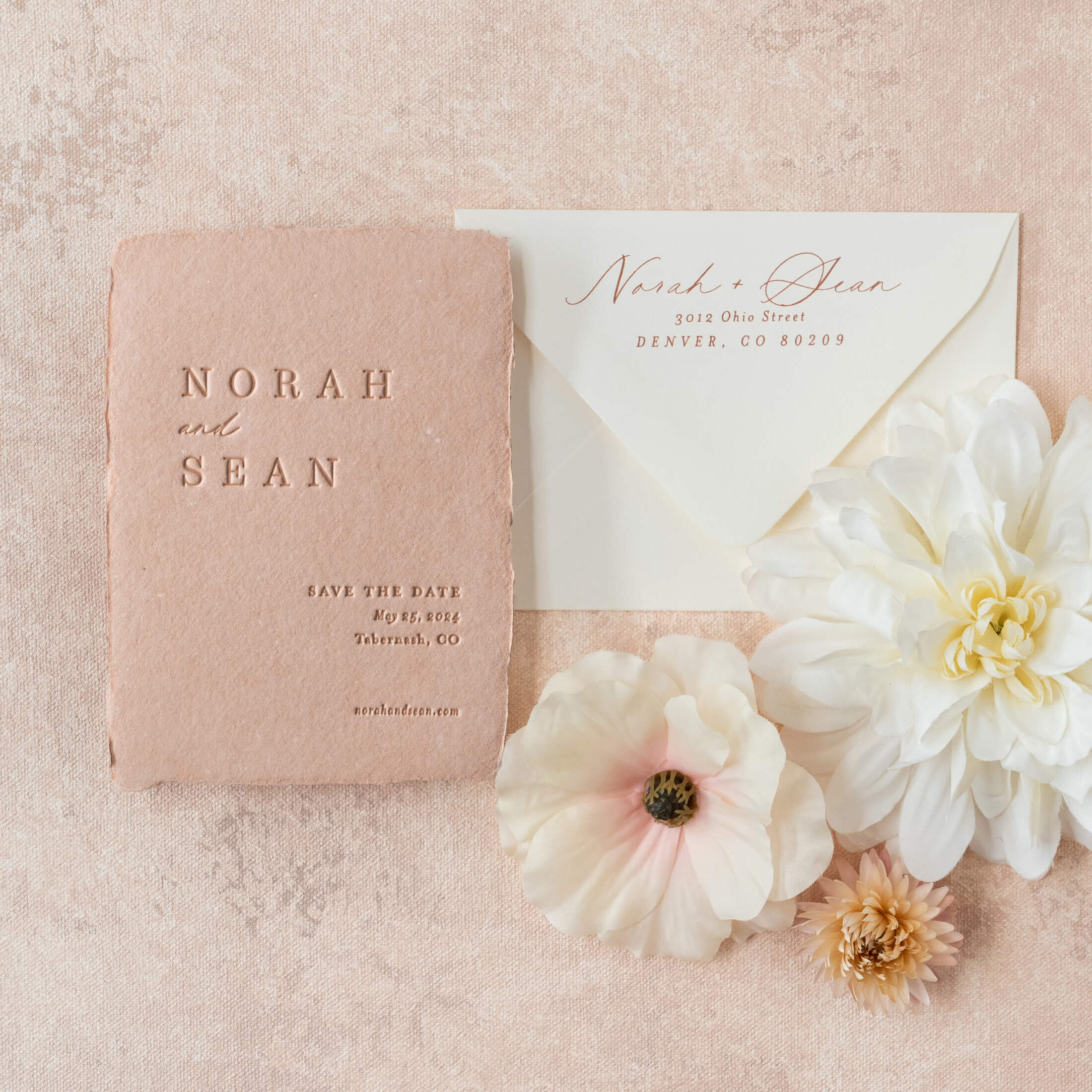 Modern letterpress wedding invitations