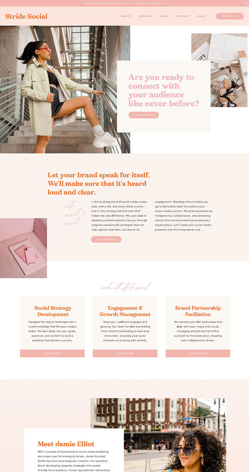 Stride Showit template for coaches