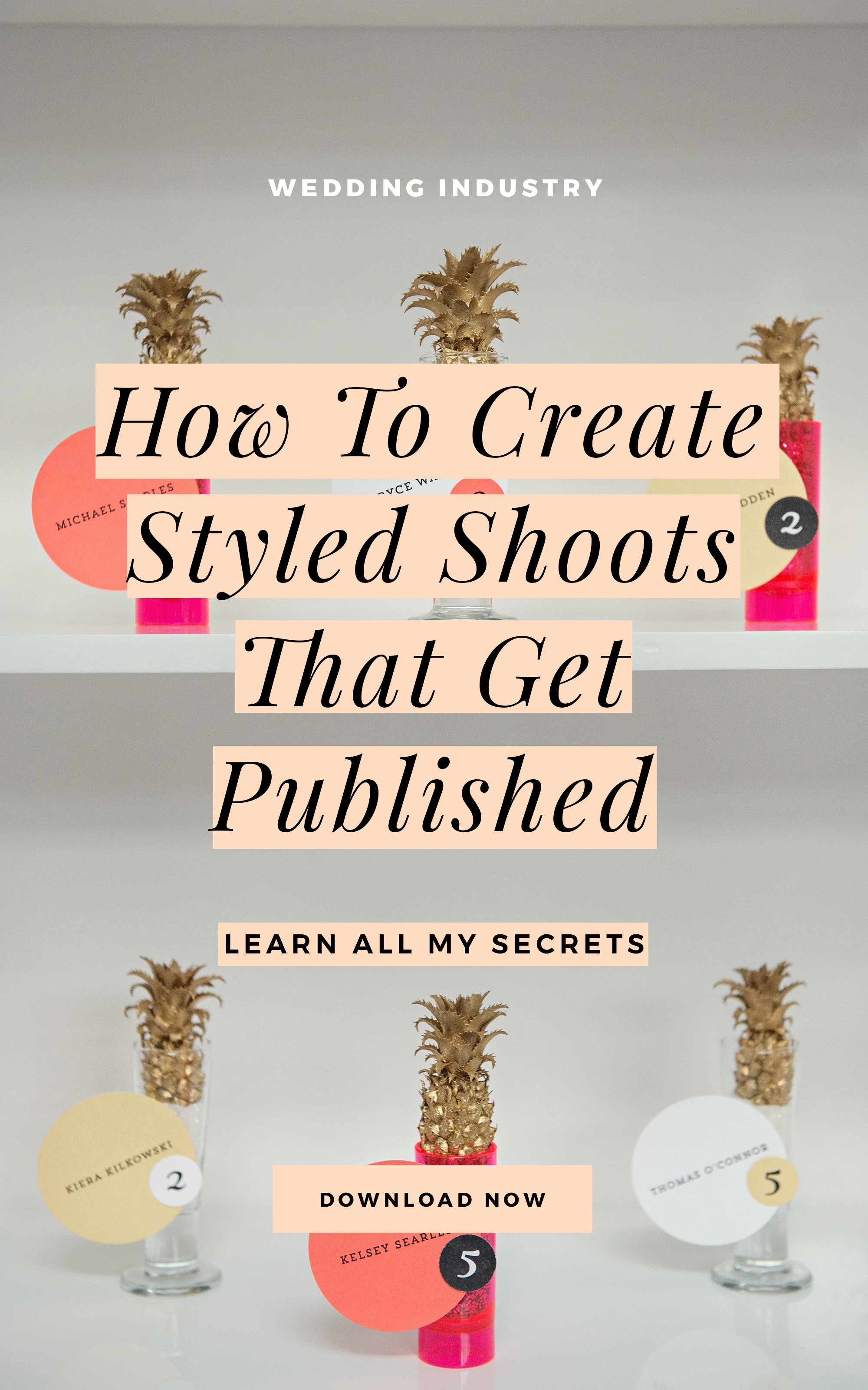 I've designed over 40 styled shoots during my career! Many of these projects have landed on the cover of magazines and they also scored me a 2 book deal with Schiffer Publishing. This FREE guidebook shares ALL my secrets on how to create a styled shoot that gets published. If you're looking for styled shoot tips, tricks, and hacks, then this guidebook is exactly what you need! Even if you've never styled a photoshoot before, I will walk you through what you need to know, how to prepare, and how to make the most of the process. Download The Ultimate Guide: How To Create Styled Shoots That Get PUBLISHED! #weddingpros #weddingplanner #weddingphotographer #candicecoppola