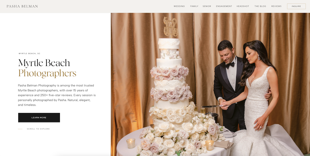 Pasha Belman Photography website — Myrtle Beach photographer ranked page one