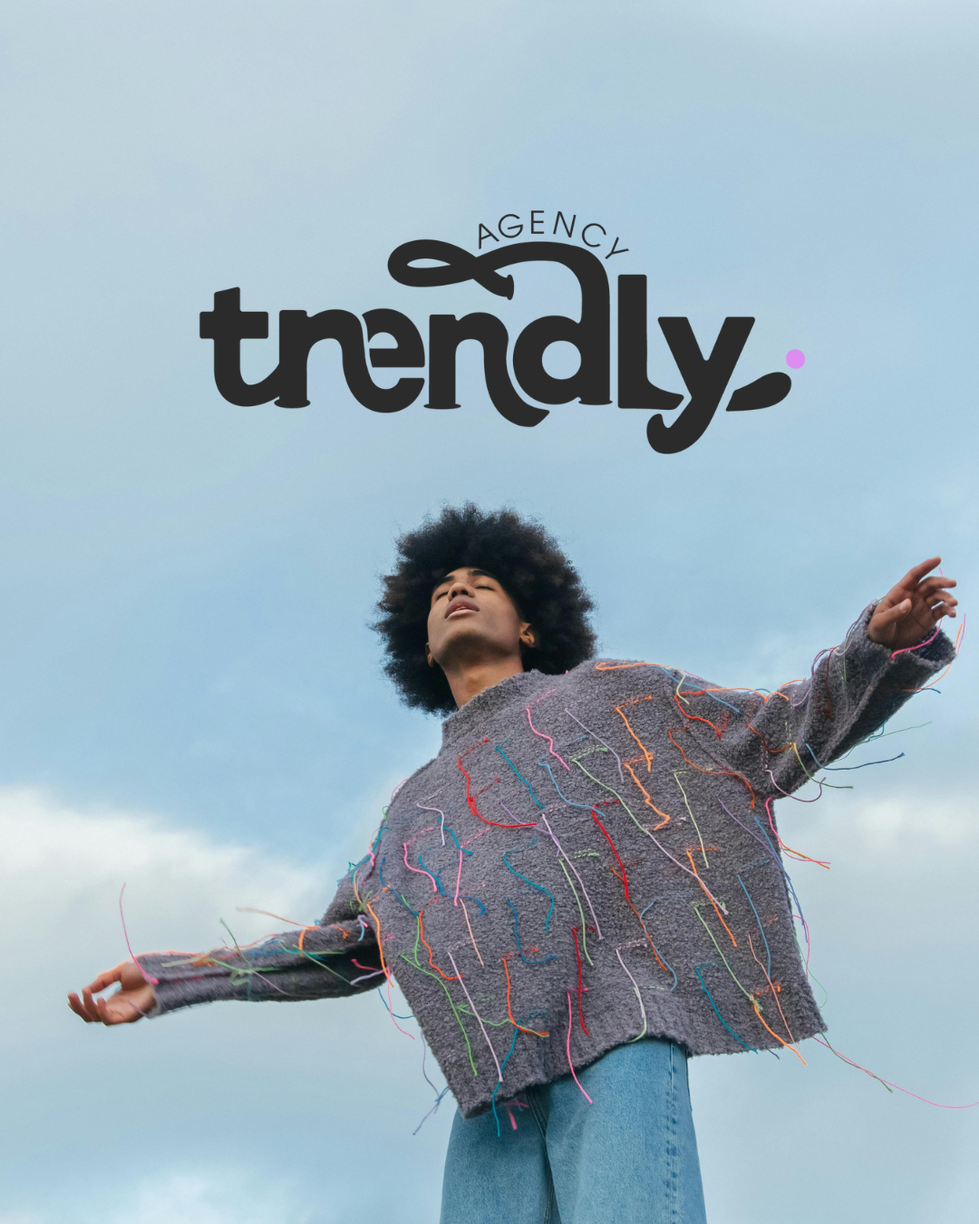 trendly logo with boy in sky