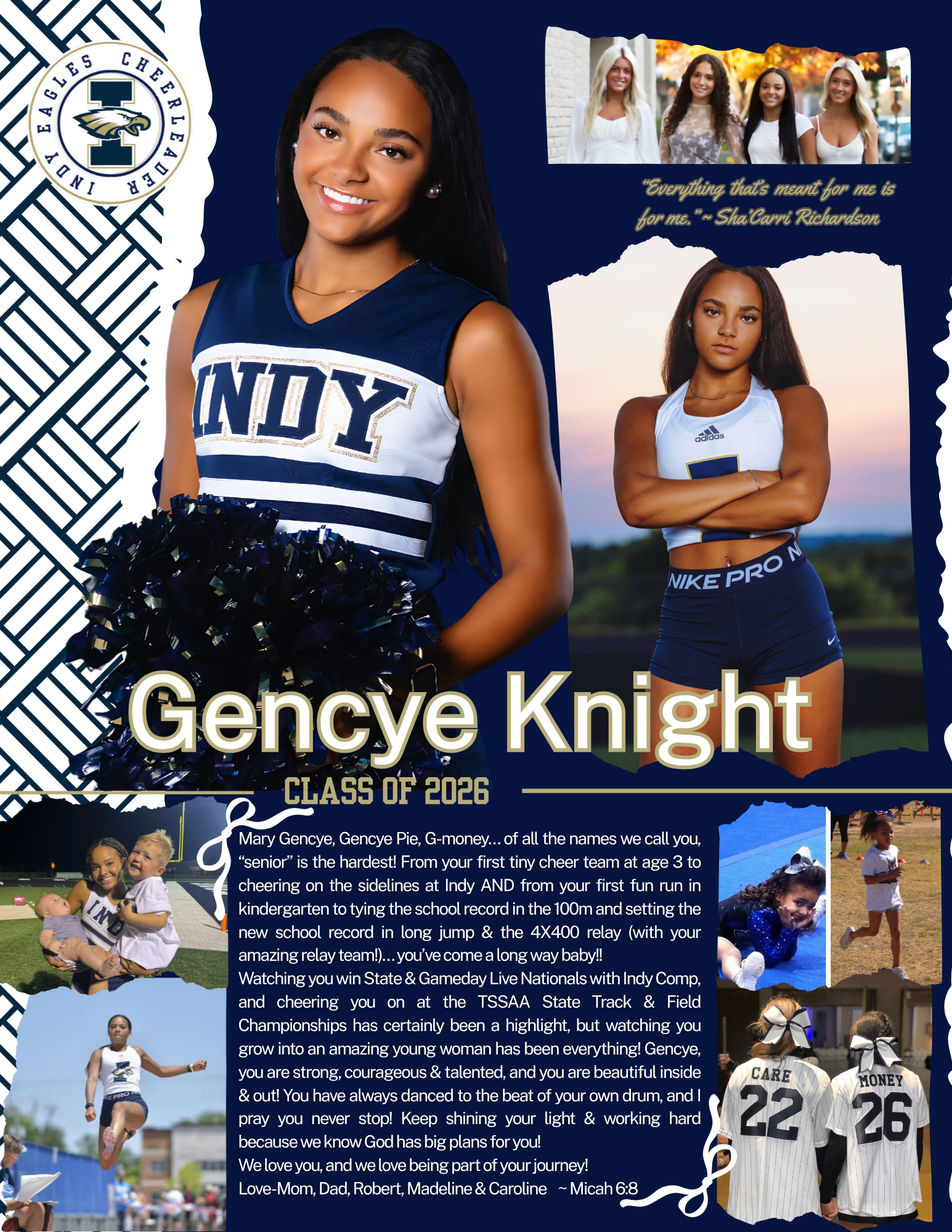 Gencye Knight senior tribute page