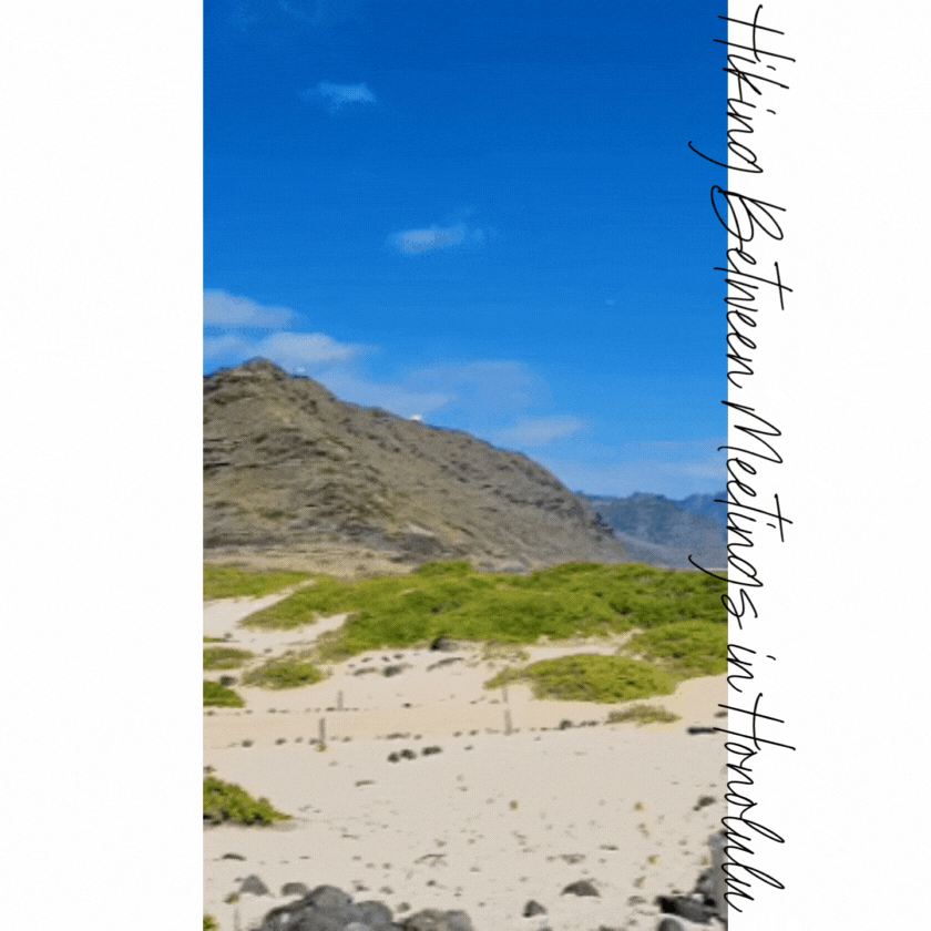 Rocky coastline and sandy trails leading to dramatic mountains under a bright blue sky in O'ahu, Hawaii ©Stephanie Dosch | theViatrix Honolulu Luxury Travel Guide
